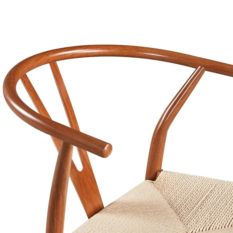Modern Weave Y-Shaped Dining Chair with Solid Metal Frame