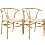 Modern Weave Y-Shaped Dining Chair with Solid Metal Frame