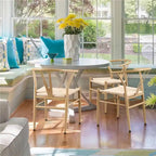 Modern Weave Y-Shaped Dining Chair with Solid Metal Frame