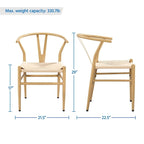 Modern Weave Y-Shaped Dining Chair with Solid Metal Frame