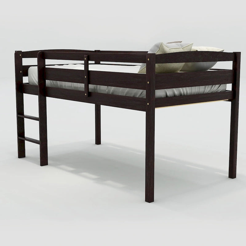 Twin Wood Loft Bed Low Loft Beds with Ladder