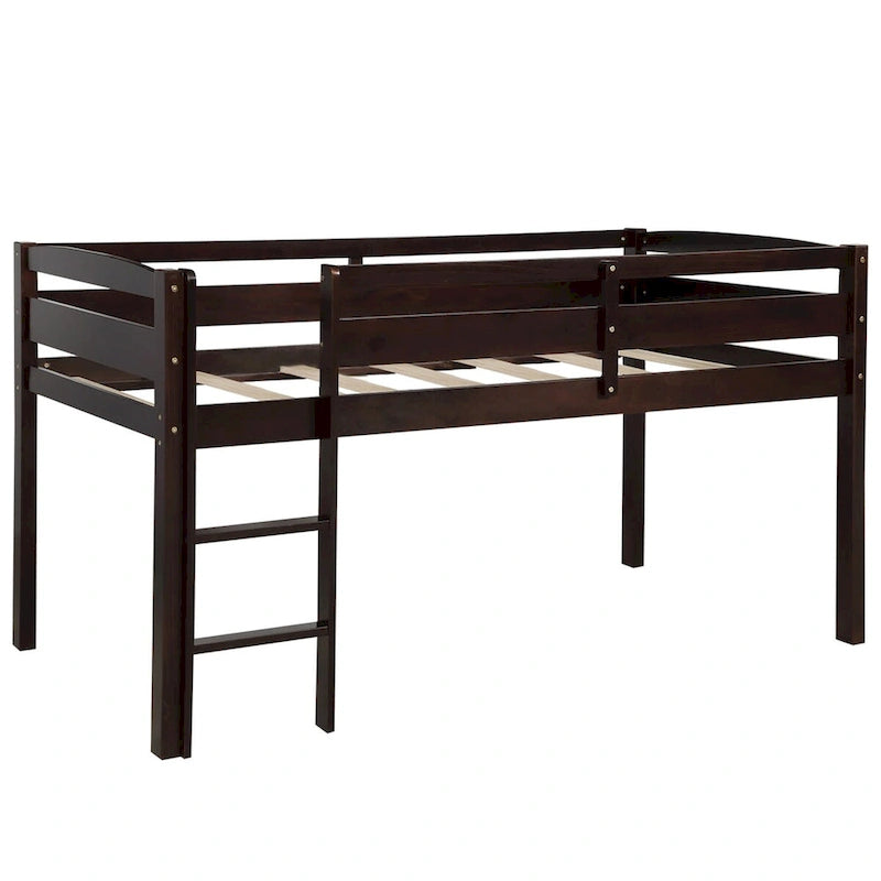 Twin Wood Loft Bed Low Loft Beds with Ladder