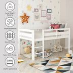 Twin Wood Loft Bed Low Loft Beds with Ladder