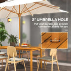 Rectangle Outdoor Dining Table for 6 with Umbrella Hole, Acacia Wood