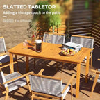 Rectangle Outdoor Dining Table for 6 with Umbrella Hole, Acacia Wood
