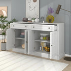 Storage Cabinet White with Drawers and Adjustable Shelves - 58.3W x 15.8D x 33.9H