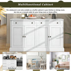 Storage Cabinet White with Drawers and Adjustable Shelves - 58.3W x 15.8D x 33.9H