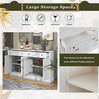 Storage Cabinet White with Drawers and Adjustable Shelves - 58.3W x 15.8D x 33.9H