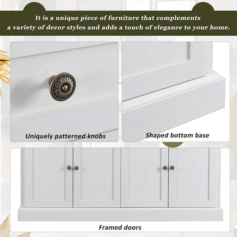 Storage Cabinet White with Drawers and Adjustable Shelves - 58.3W x 15.8D x 33.9H