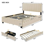 Queen Size Velvet Upholstered Platform Bed