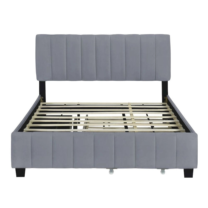 Queen Size Velvet Upholstered Platform Bed
