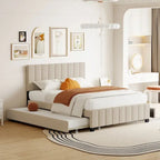 Queen Size Velvet Upholstered Platform Bed
