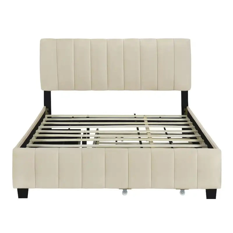 Queen Size Velvet Upholstered Platform Bed